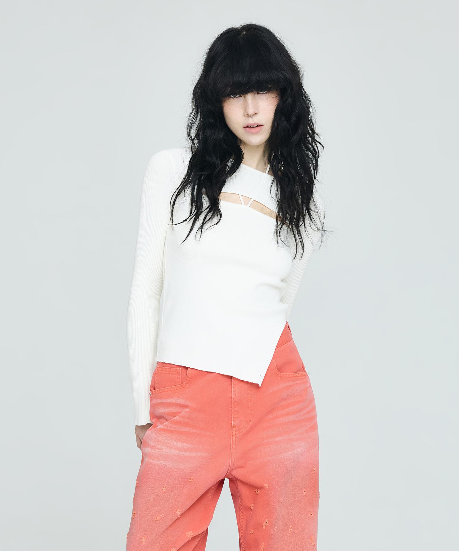 Instant Punk Ribbon Diagonal Knit - Ivory Ivory/S