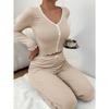 Women's Pajamas Homewear Set Under Sexy Lingerie Pajamas Long-Sleeved Trousers Slim Sexy Lace Double-Length Pajamas Homewear