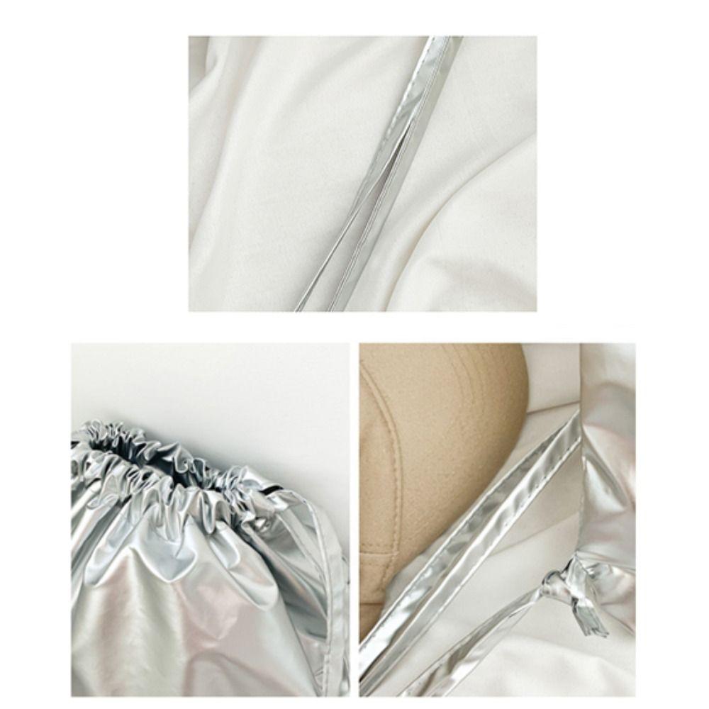 Transparent Pocket Korean Style Itabag Silver PU Shoulder Bag Portable Drawstring  Backpack  Women