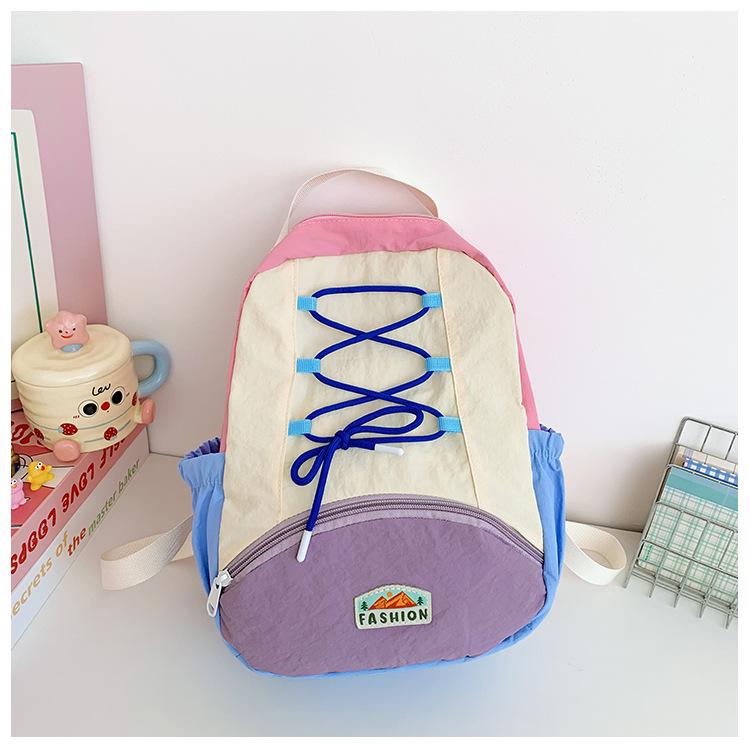 Schoolbag Children's Trend Backpack Women's 1011 Contrast Color Fashion Outdoor Leisure Backpack Children's and Girls Lightweight Large Capacity