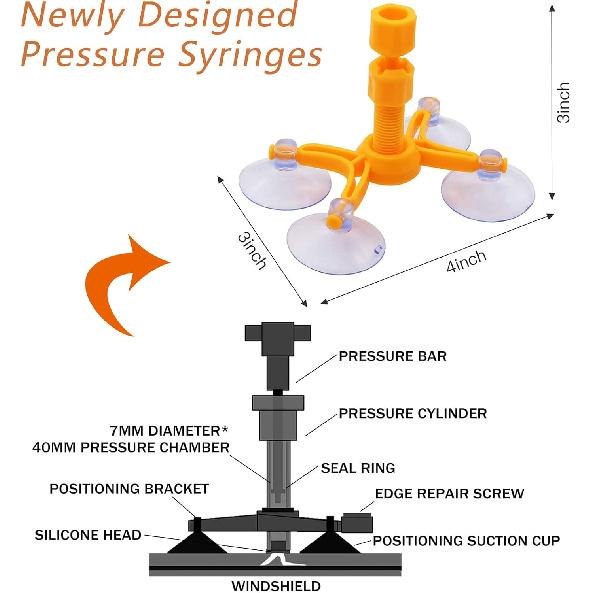 VICKJES Windshield Repair Kit, Glass Repair Fluid 4 Pcs Car Glass Repair Kit, Windshield Crack Repair Kit, Glass Repair Fluid Quick Fix for Chips,