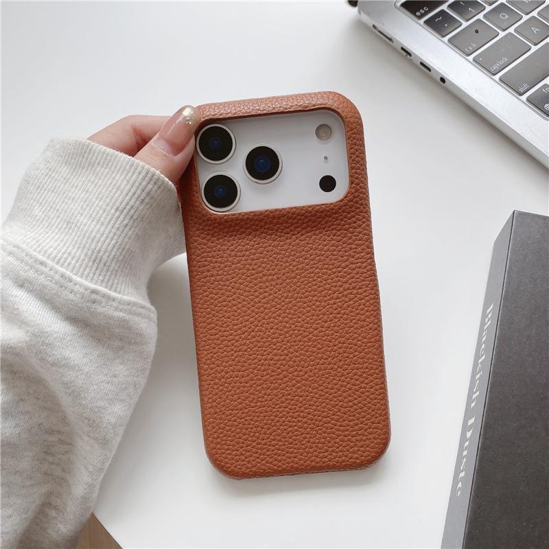 

Lichee Pattern PU Leather Case For iPhone 17 17Pro 16Pro Max 15Pro 14 Solid Color Matte Shockproof Protective Back Cover For iPhone 17Pro Max