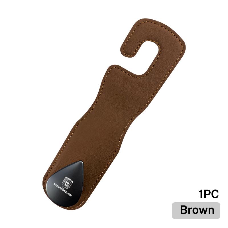 Leather Car Seat Back Hidden Hook Hanger Bag Storage Holder For Porsche Cayenne Panamera Macan Boxster Cayman 718 911 Sticker CVE1