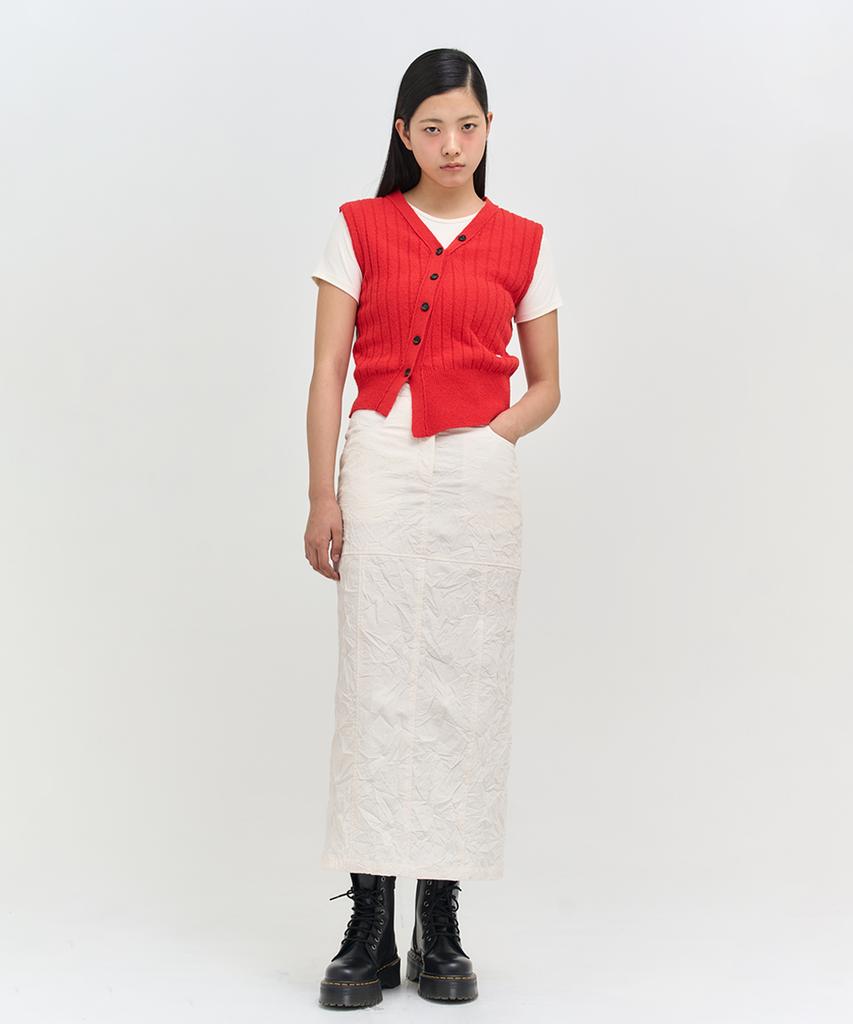 Editeom Crinkle Split Skirt - Ivory
