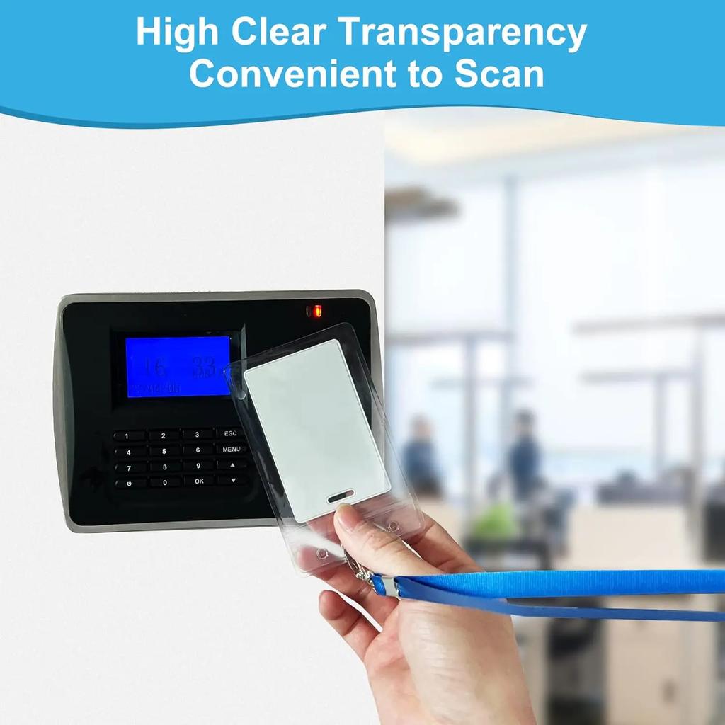1/50Pcs Waterproof Transparent Card Holder Name Tag ID Badge Holder Protectors Vertical Sleeve Pouch Office School Supplies