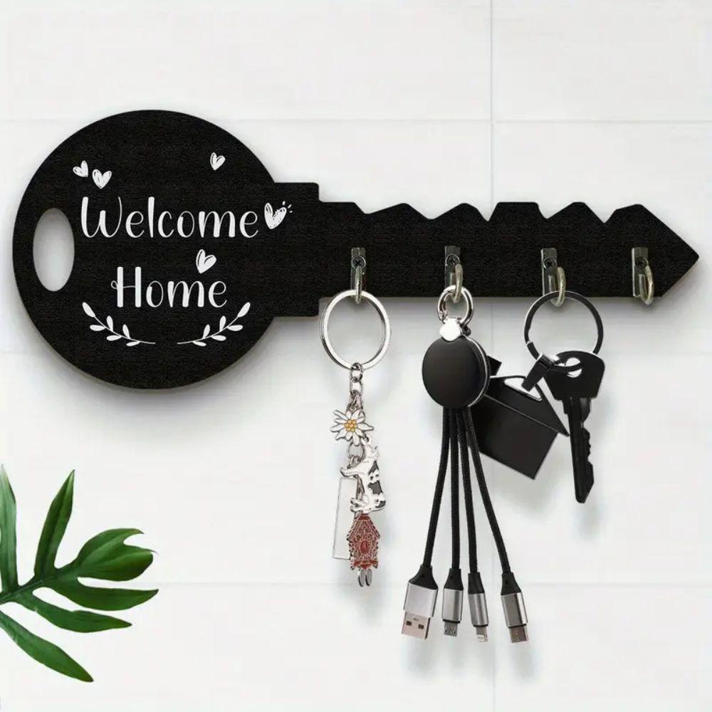 1 Piece Bohemian Style Country Wooden Key Stand with Shelf and Hook - Easy To Install, Space-Saving Wall-Mounted Organizer for Keys, Jacke