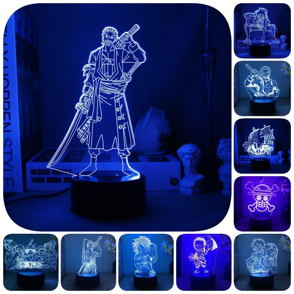 One Piece Led Night Light Kids Bedroom Decor Luffy Roronoa Zoro Lamp Acrylic