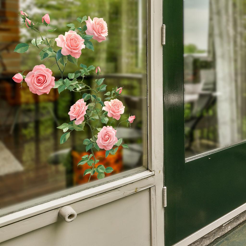 Peony Flower Vine Window Sticker for Bedroom Balcony Glass Home Decoration Self-Adhesive Wall Art