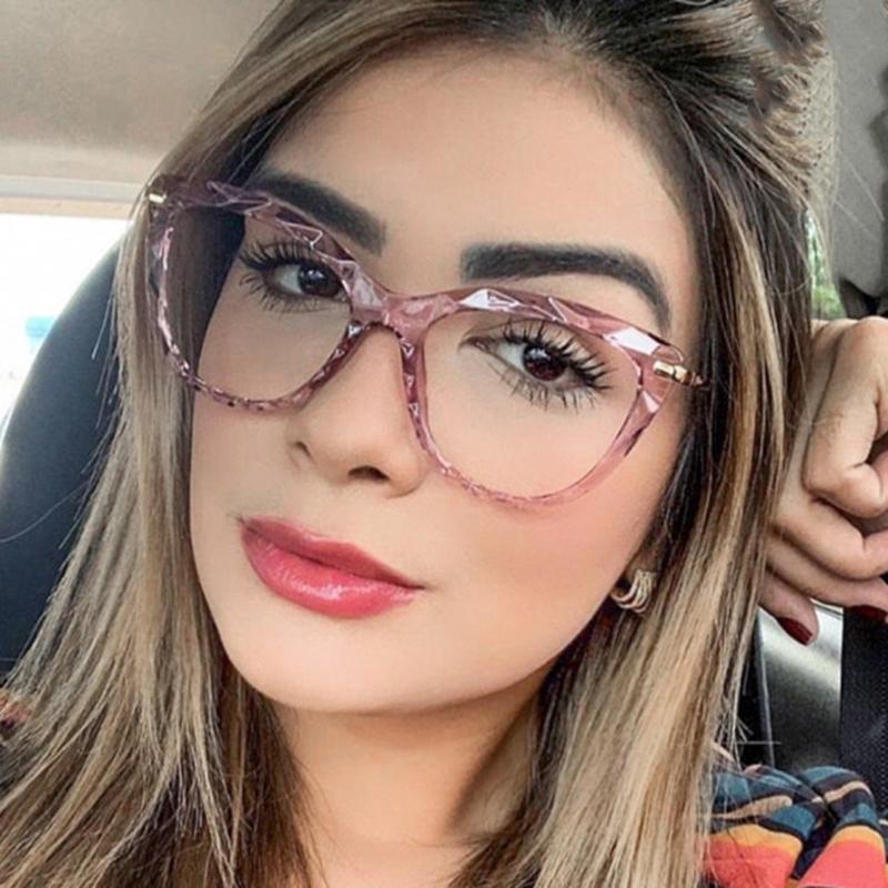 Latest Design Crystal Cat-Eye Frame Photochromism Prescription Lens Reading Glasses Women Anti Blue Light Hyperopia Eye Wear 0~+600