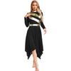Womens Worship Dance Dress Metallic Patchwork Long Sleeve Irregular Hem Tunic Lyrical Performance Gown