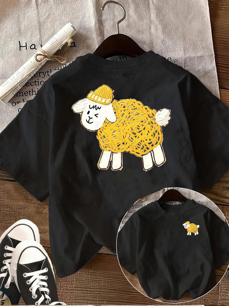 Cartoon Sheep Graphic T Shirt Unisex Cute Lamb Print Tee Casual Summer Short Sleeve Harajuku Kawaii Top Y2k Top Graphic T Shirts