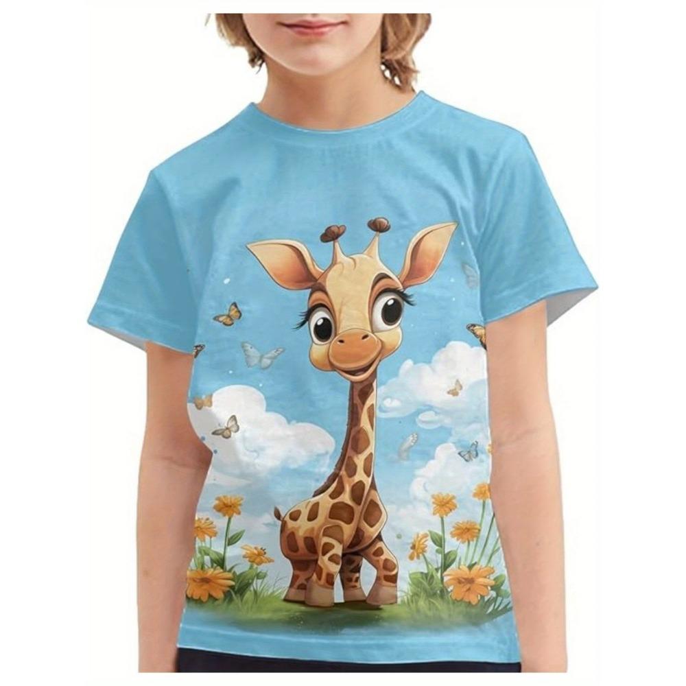 

Летняя повседневная футболка с коротким рукавом и 3D-принтом, круглый вырез, подходит для детей в возрасте от 4 до 14 лет. Модная для мальчиков и девочек 100