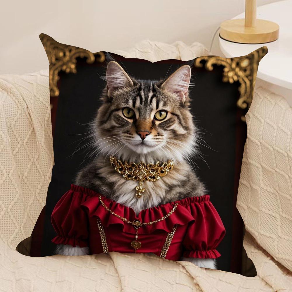 Maine Coon Katze Kissenbezug Seidiger Kurzer Plüsch Sofakissenbezug Versteckter Reißverschluss Weiche Staubdichte Hülle für Heimdekoration