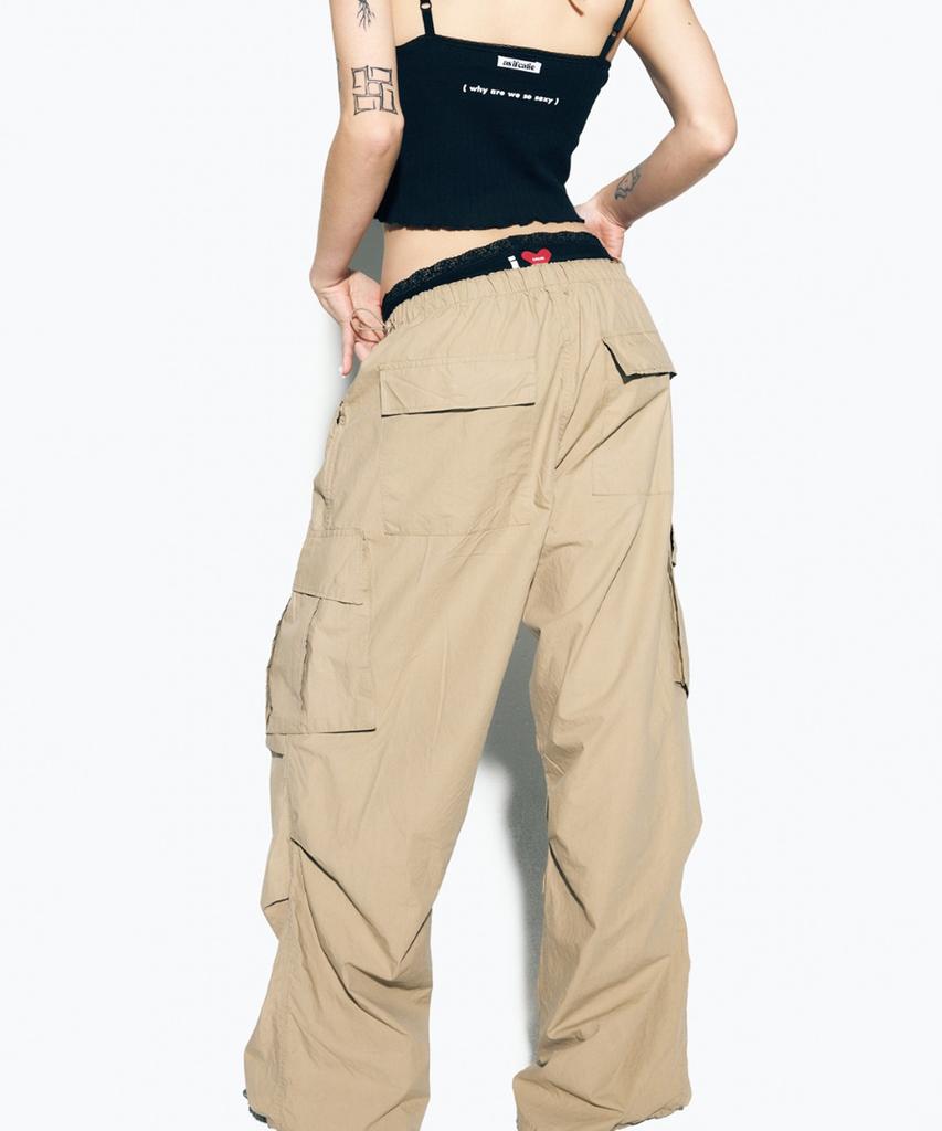 ASIF CALIE Parachute Cargo Pants Beige