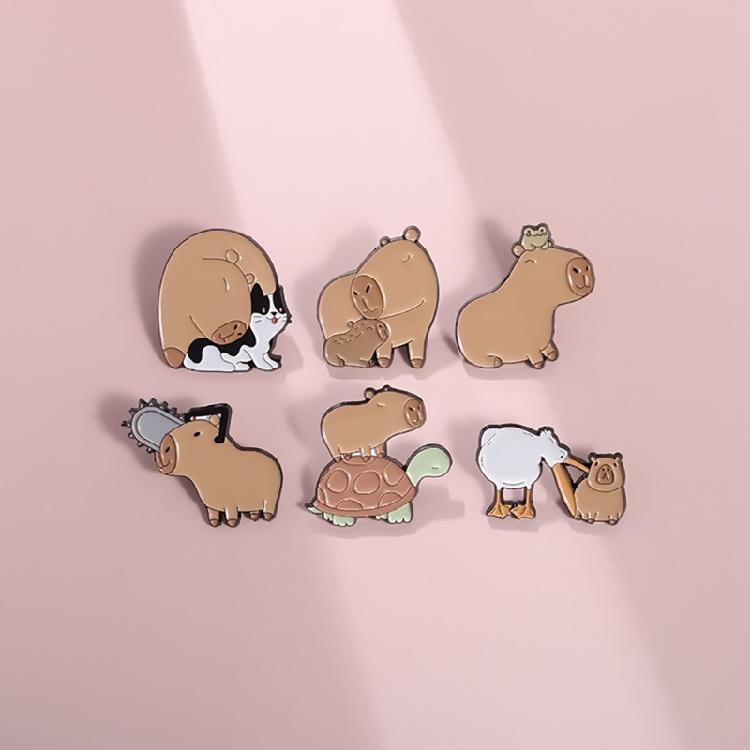 Artistic Animal Brooch Collection Featuring Capybara Stylish Suit Accessory Casual Brooches for Fashion Enthusiasts