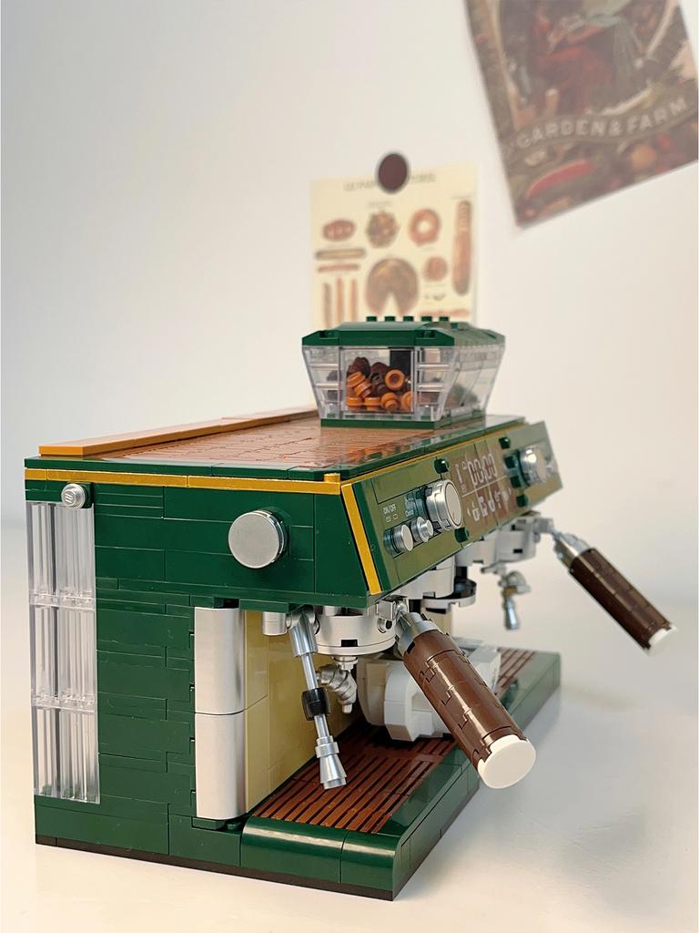 928pcs Block Toy Kids Simulation Two-position Mini Retro Coffee Machine Creative Model Decoration Boy Girl Birthday Gift