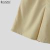 ZANZEA Women Summer Elastic Waist Solid Color Loose Casual Fifth Pants