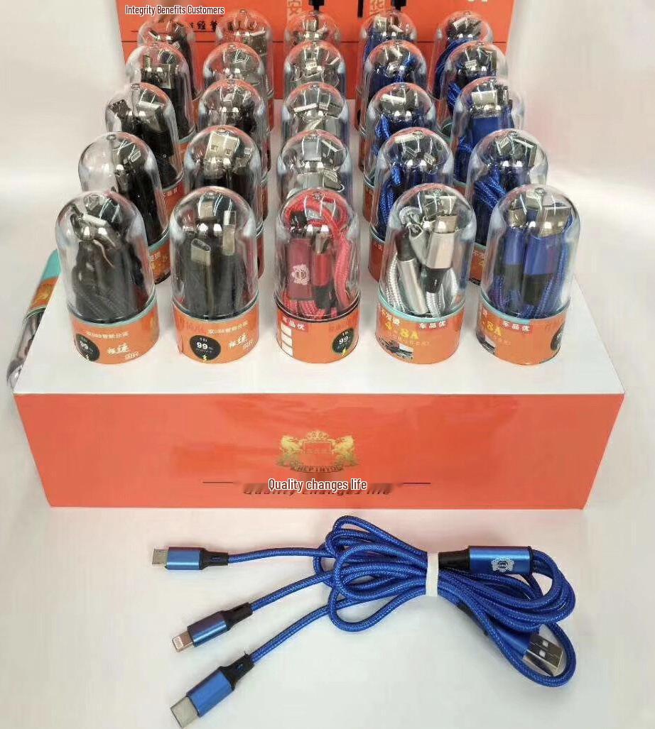 

High-Power 3-in-1 Nylon Braided Charging Cable for Apple & Type-C Devices Shandong