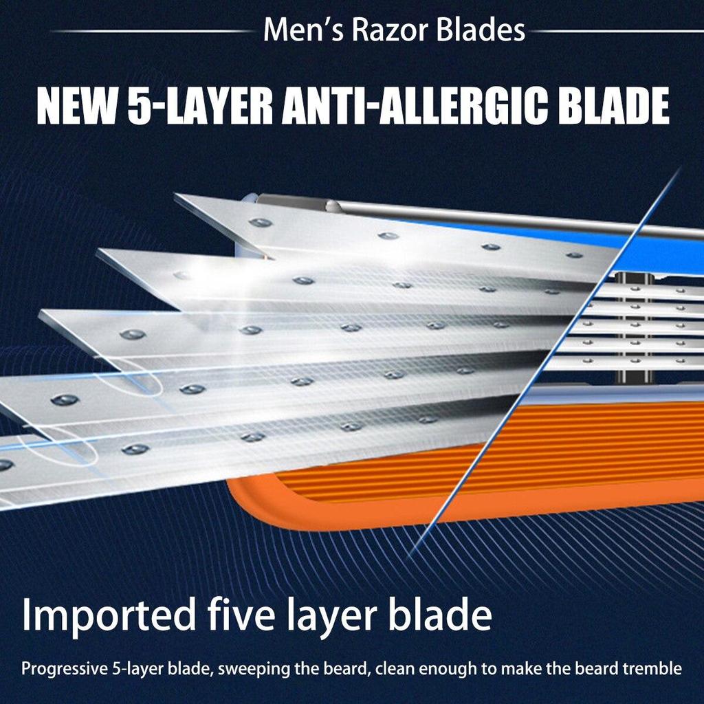 8Pcs 5-Layer Razor Blades Refills Replacement for Proglide Power Stainless Steel
