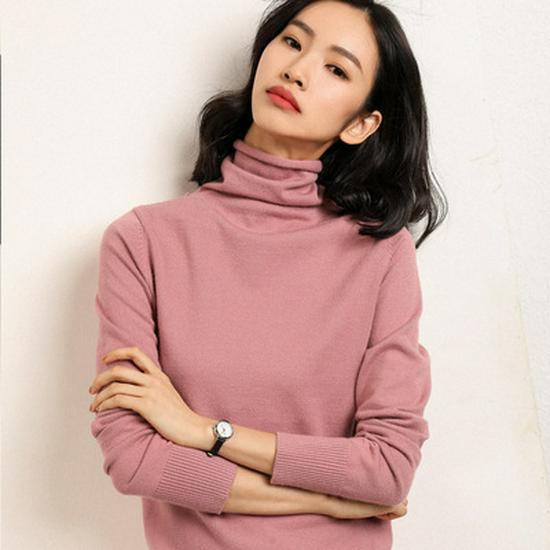 Maglione pullover a collo alto in pile da donna - Versatile e vestibilità aderente