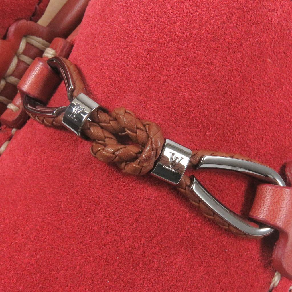 Excellent LOUIS VUITTON Driving shoes LV logo metal loafers Red series 6.5 Used