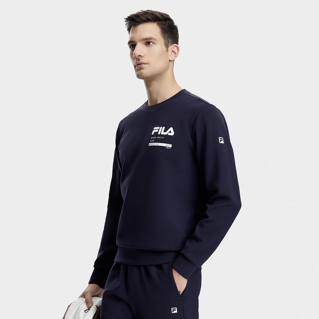 Fila 2023 Autumn New Sweatshirt Long Sleeve Pullover Sport Fitness Top Men Tops Royal-Blue A11M341204F-NV
