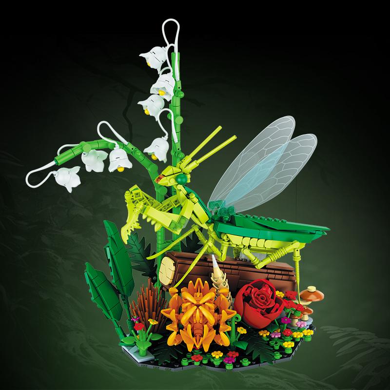 

Строительные блоки с изображением насекомых, пчелы, божьей коровки, богомола, модель в горшке, кирпичи, креативные настольные украшения, игрушки «сделай сам» для детей, подарки на день рождения богомол