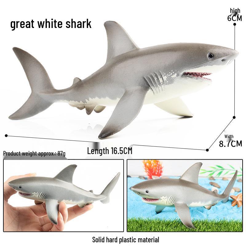 Marine Animal Simulation Model Figures: Shark, Dolphin, Hammerhead, Crab, Squid, Starfish for Kids' Education
