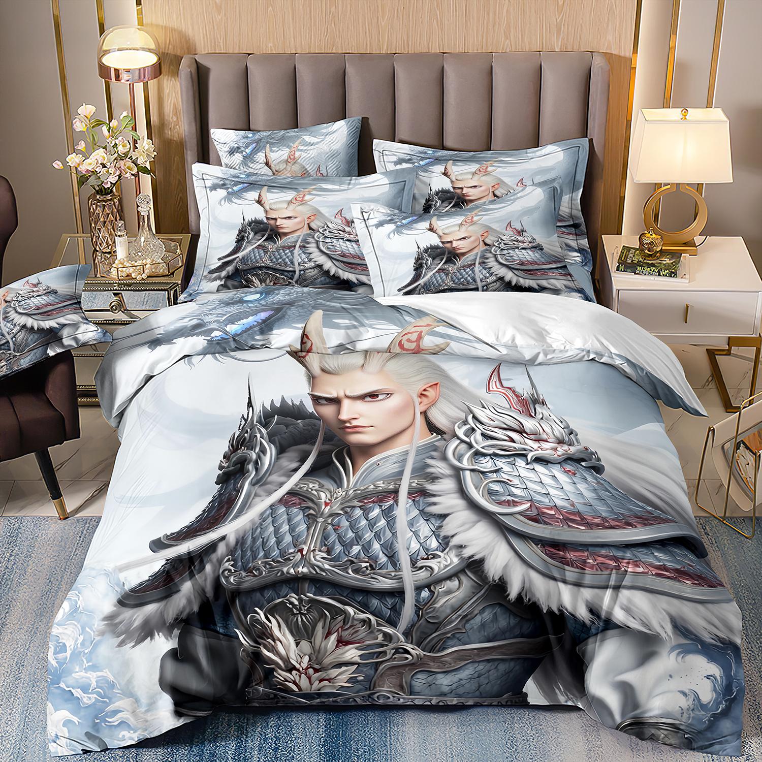 

Высококачественный модный пуховый комплект постельного белья в стиле Нэчжа, напечатанный на 3D-принтере, детский/взрослый комплект постельного белья, наволочка на молнии, комплект для кровати, двуспальный 90x200cm