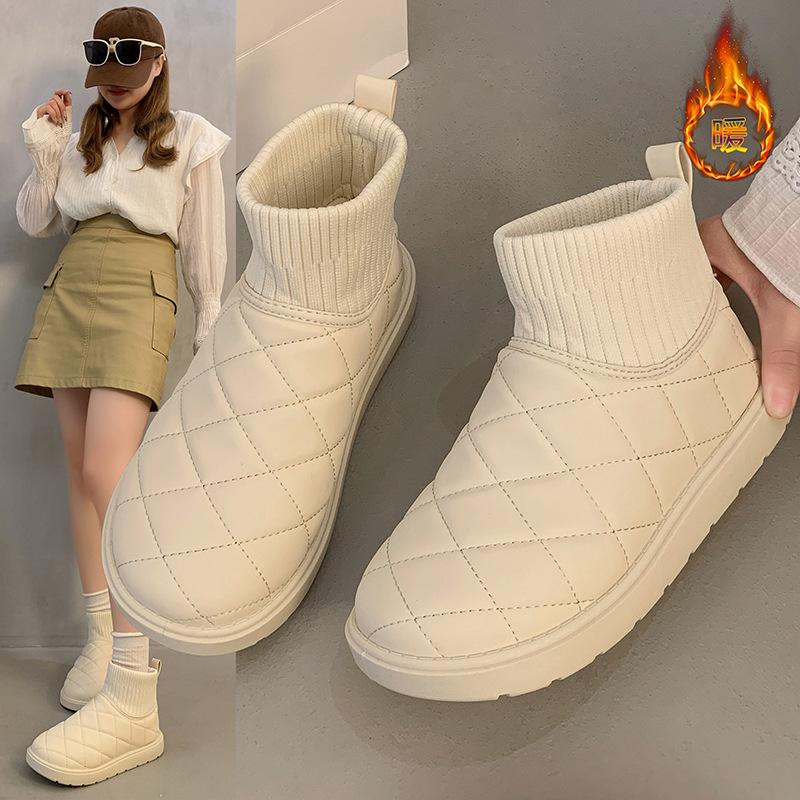 This Year's New 2025 Winter Korean Version Velvet High-top Snow Boots Female Students High-top Heightening Casual Warm Cotton Shoes