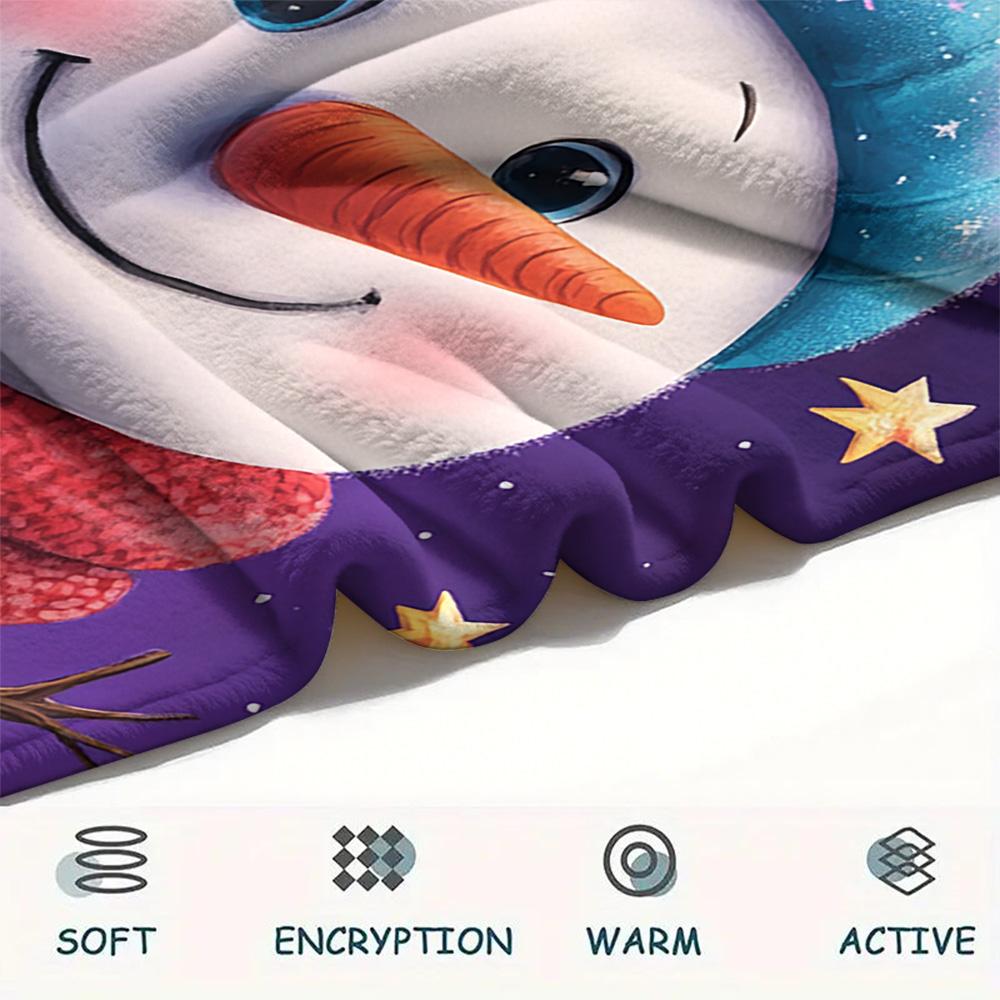 Snowman Print Flannel Blanket, High quality Comfortable for All Seasons, Home Decor, Warmth and Comfort, Perfect for Christmas Gifts