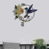 Floral Iron Art Bird Pattern Wall Decoration Round Panel Living Ornaments Room