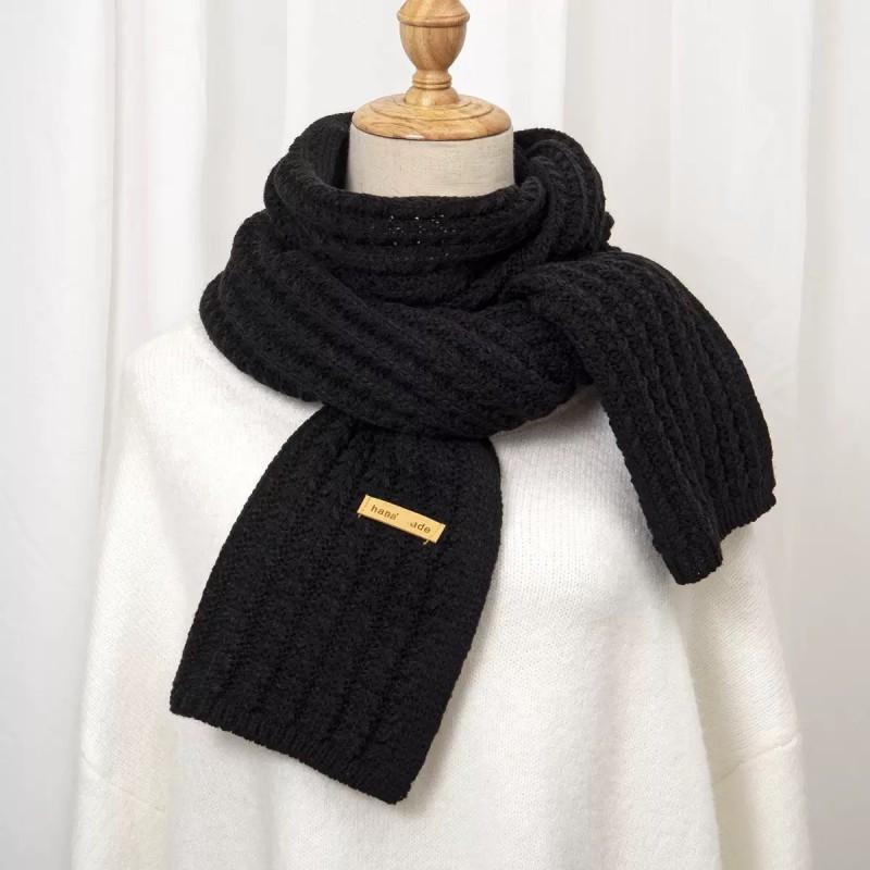 Korean Style Solid Color Knitted Scarf Women Warm Thick Neck Warmer Winter Accessory