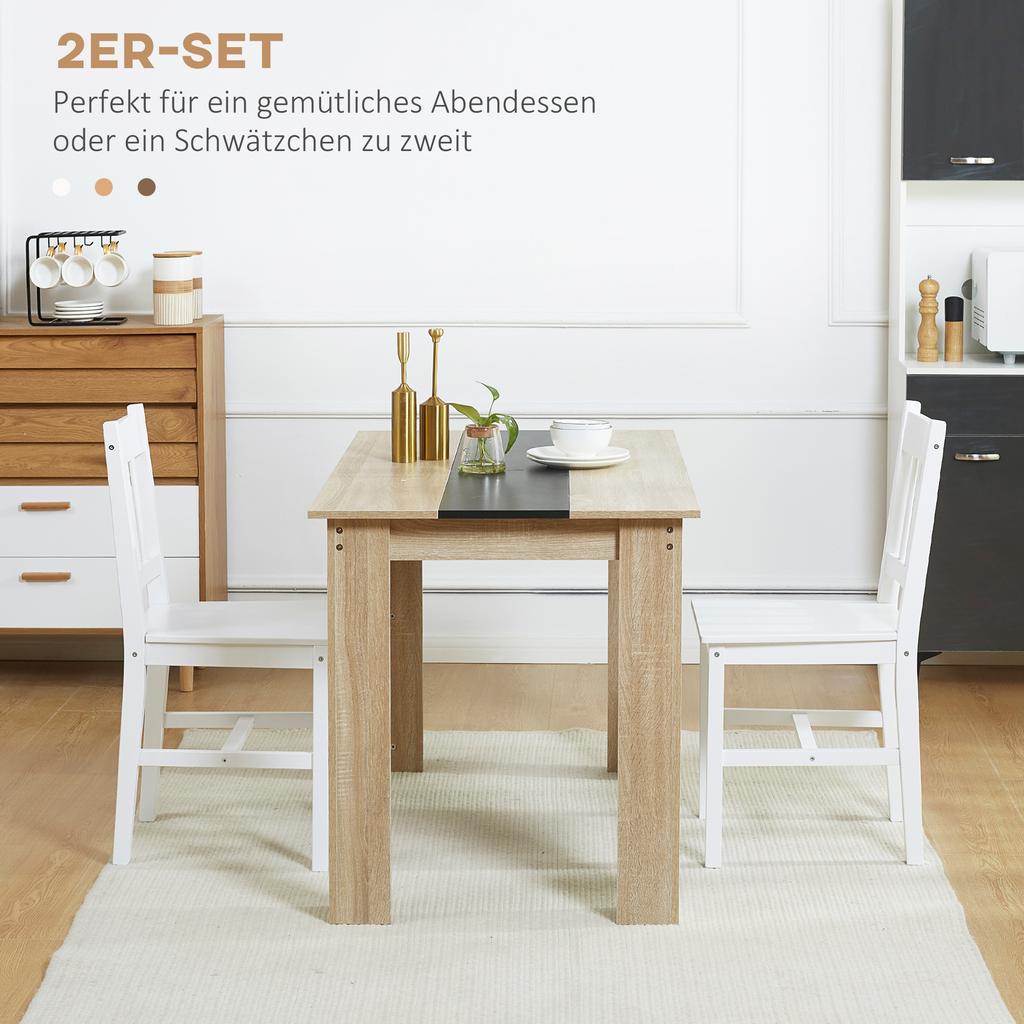 2-Piece Set Dining Chairs Kitchen Chairs Chairs, Solid Wood, 41 cm x 46.5 cm x 85.5 cm, White