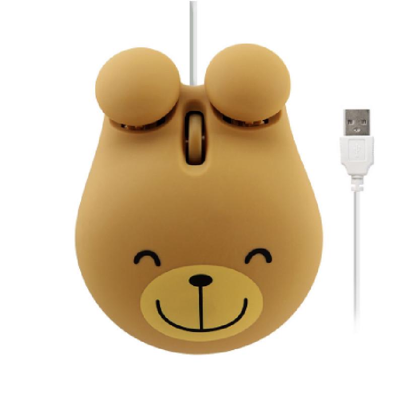 Mini Ratón Alámbrico Lindo Dibujo Animado Rana Tigre Diseño Oso Marrón Computadora 3D Ratón para Niños 1600 DPI USB
