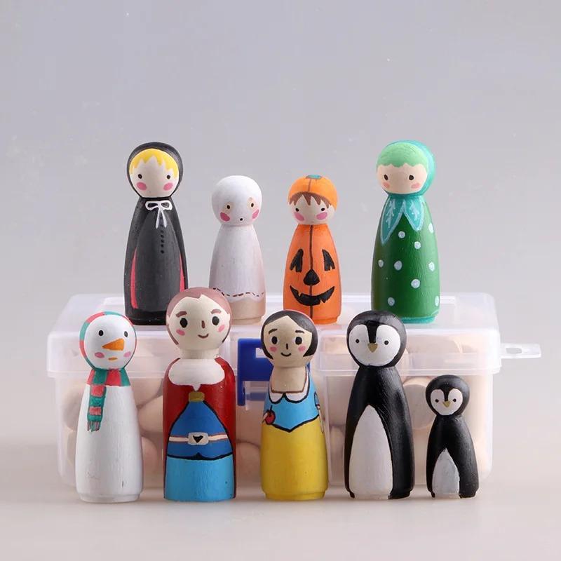 50 Pcs Unfinished Wooden Peg Doll for DIY Painting Natural Wood Doll Bodies Figures Decorative Peg People for Kids Arts Crafts