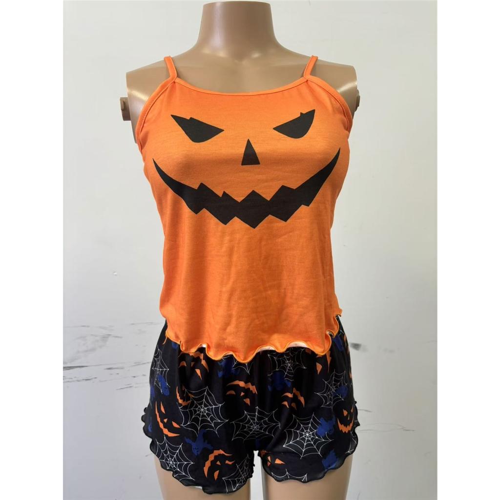 Damen Casual Pyjama-Set bedrucktes Trägertop Shorts 2-teiliges Set