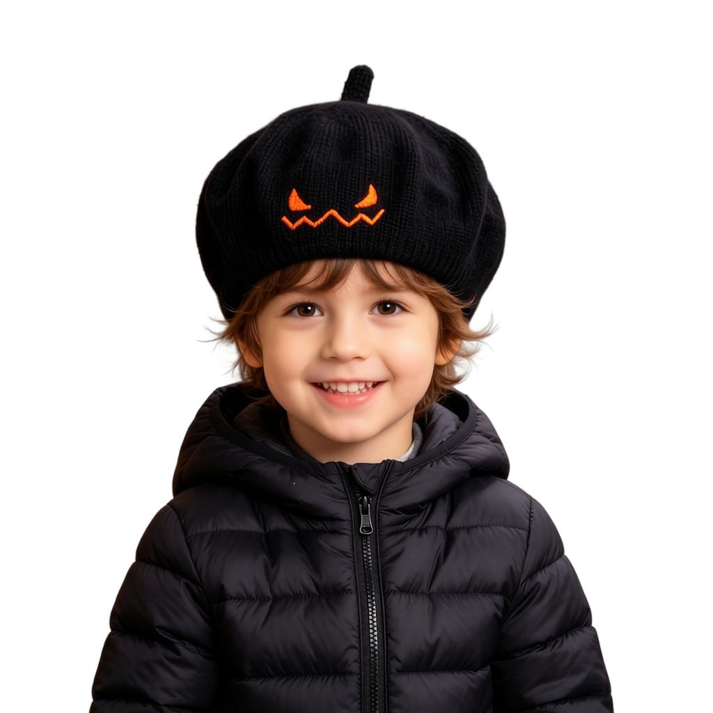 Kinder Kürbis Halloween Strickmütze, Süß Warm Winter für Jungen und Mädchen