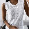 Women T-shirt Lace U Neck Summer Elegant Slim-fitting Pullover for Daily Wear
