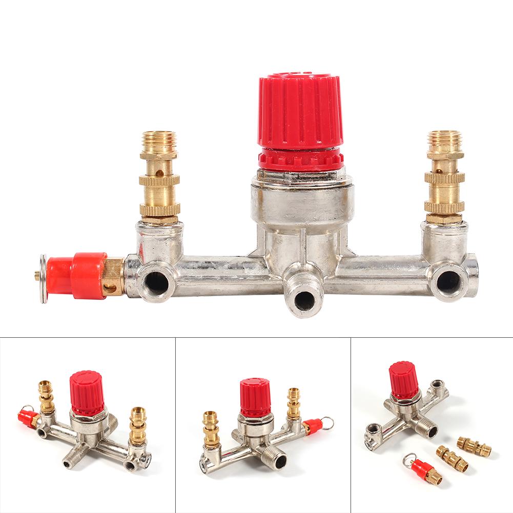 Double Outlet Tube Alloy Air Compressor Switch Pressure Regulator Valve Fit Part