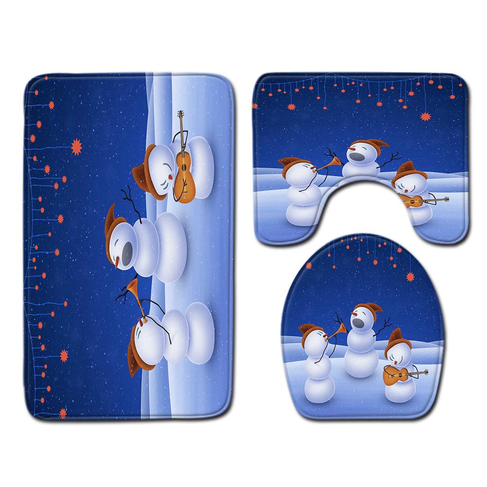 Christmas Bathroom Floor Mat Toilet Three-Piece Set