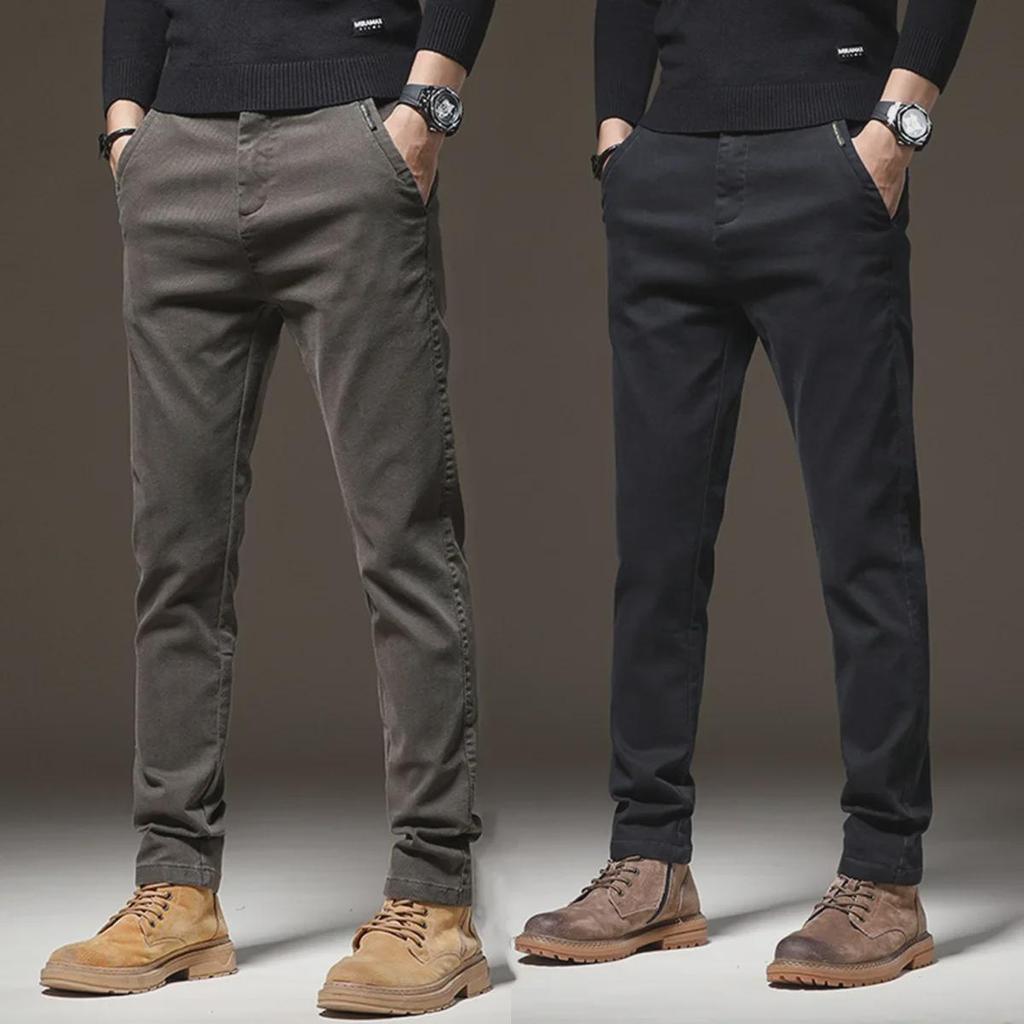 2024 Herren Slim Straight Casual Pants - Dick, Elastisch, Warm, High-End Business Style für Herbst und Winter