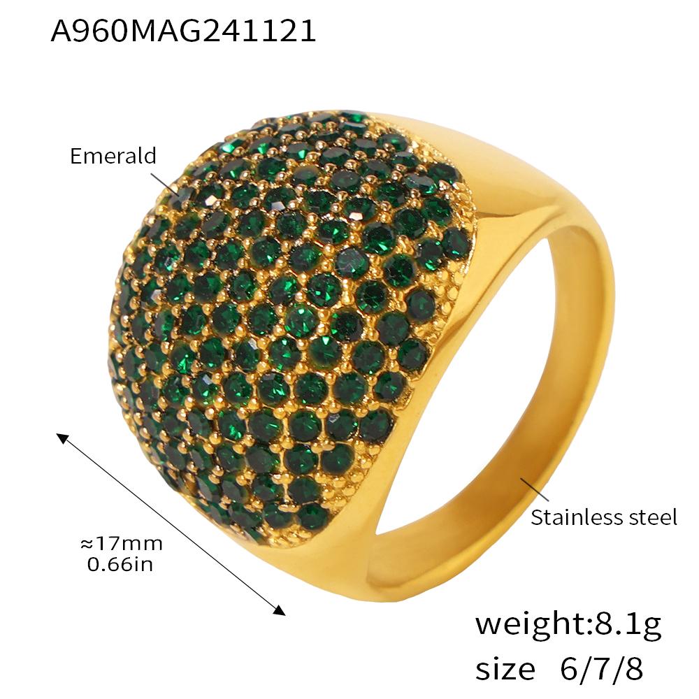 Shiny Zircon Rings In Stainless Steel With Color Cubic Zirconia For Women 18k Gold Plated Women's Ring Luxury Woman Jewelry