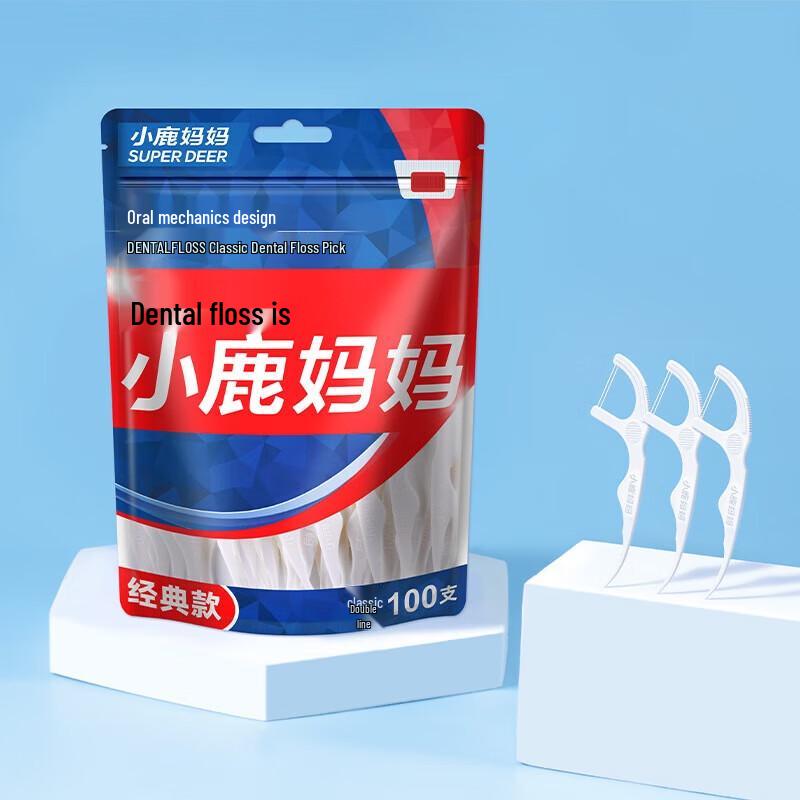 Deer Mama Classic Ultra-Fine Dual Line Dental Floss Picks, 300 Count