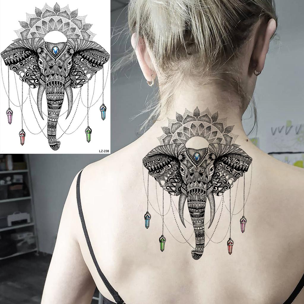Lotus Henna Mandala Chest Temporary Tattoos For Women Underboob Adult Butterfly Turtle Lion Fake Tattoo Sexy Waterproof Tatoos