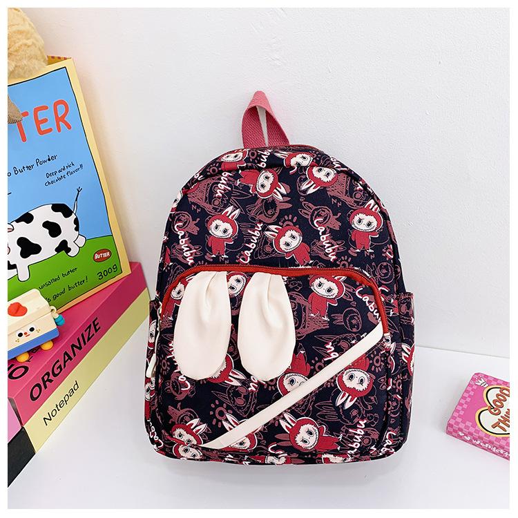 

School bag Labub cute cartoon bag girl casual backpack child shoulder back червоний