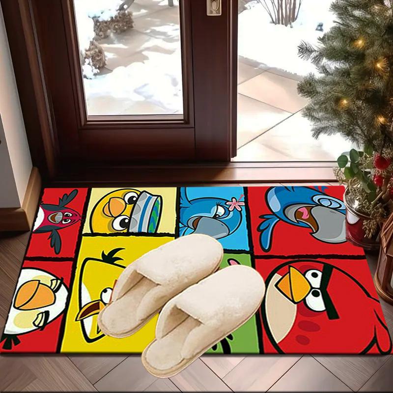 Red Birds Characters Collage Carpet, Chair Rug,Rug for Office Bedroom Living Rooms, Doormat Decor Fan Gift Christmas Gift