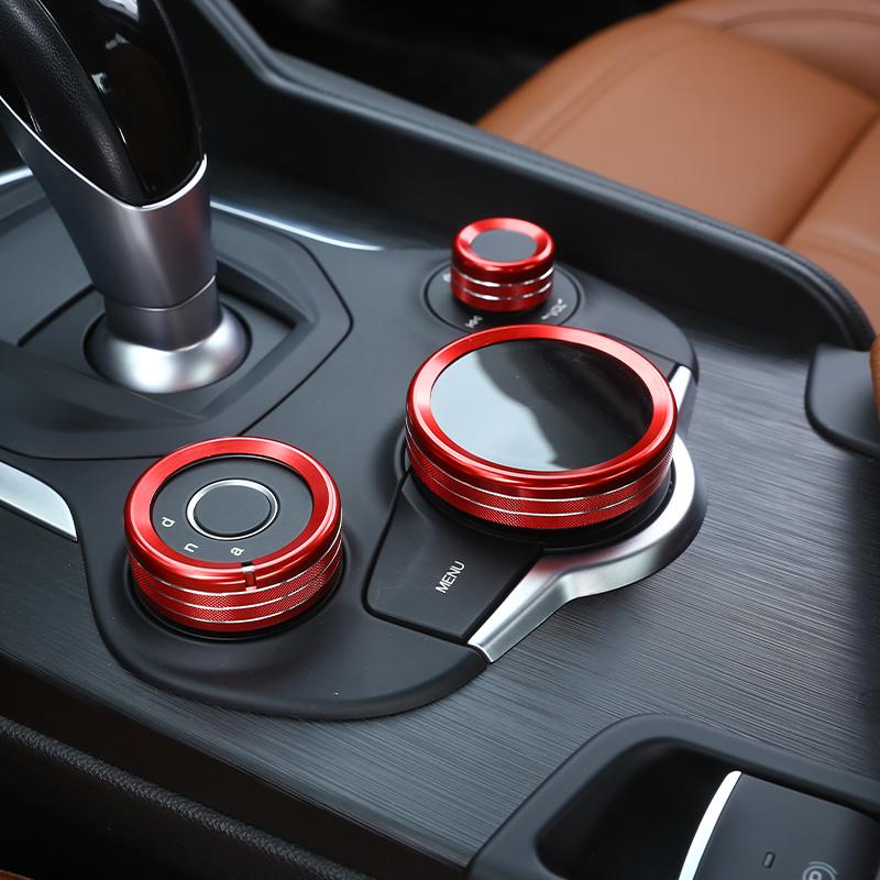 For Alfa Romeo Giulia Stelvio 2017-Car Center Console Multimedia Knob Switch Ring Decoration Cover Trim Interior