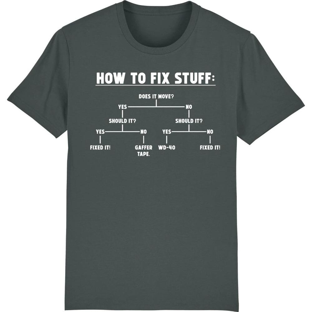 How To Fix Stuff T-shirt Funny Diy Man Diy Engineer Builder Shirt Meme Women's Gif Tee Streetwear Loose Tops