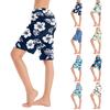 Damen Badeshorts Schnelltrocknend Badehosen Elastischer Bund Kordelzug Blumenmuster Leichte Strandbekleidung zum Schwimmen Surfen